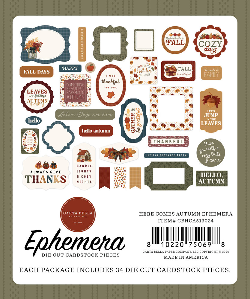 Carta Bella Here Comes Autumn Ephemera (CBHCA513024) Carta Bella Here Comes Autumn Ephemera (CBHCA513024)