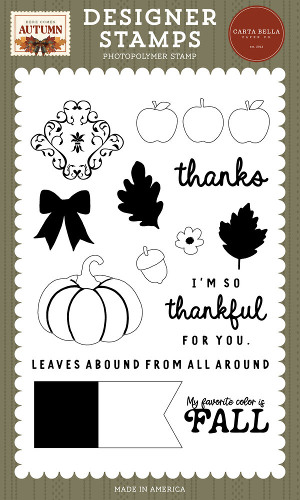 Carta Bella Here Comes Autumn Designer Stamp Set Fall Day Damask (CBHCA513044) Carta Bella Here Comes Autumn Designer Stamp Set Fall Day Damask (CBHCA513044)