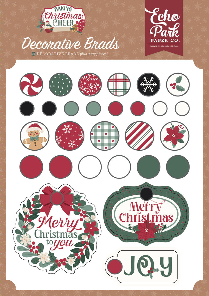 Echo Park Baking Christmas Cheer Decorative Brads (BCC516020)