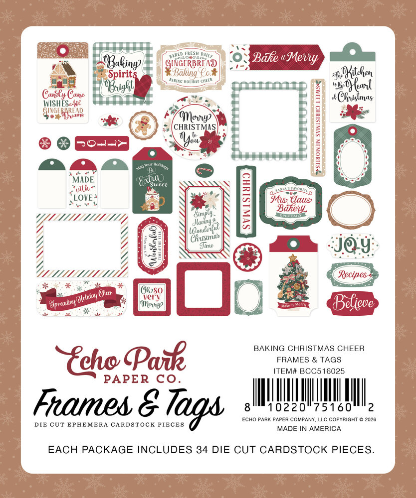 Echo Park Baking Christmas Cheer Frames & Tags (BCC516025) Echo Park Baking Christmas Cheer Frames & Tags (BCC516025)