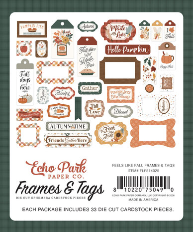 Echo Park Feels Like Fall Frames & Tags (FLF514025) Echo Park Feels Like Fall Frames & Tags (FLF514025)