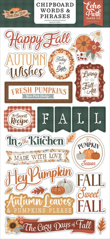 Echo Park Feels Like Fall 6x13 Chipboard Word & Phrases (FLF514022)