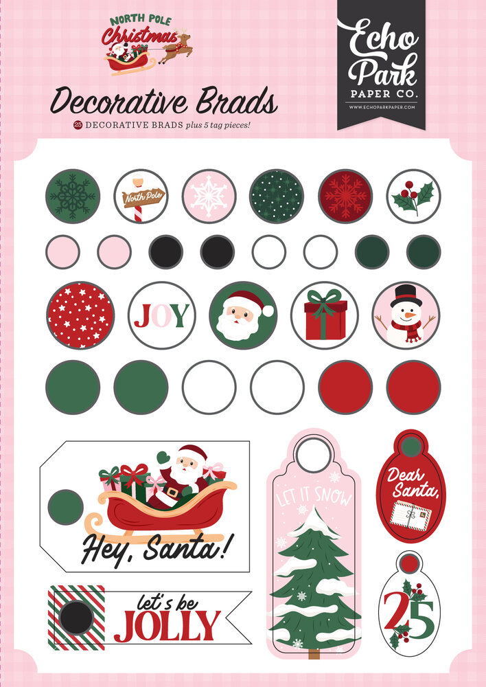Echo Park North Pole Christmas Decorative Brads (NPC515020)