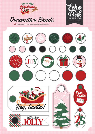 Echo Park North Pole Christmas Decorative Brads (NPC515020)