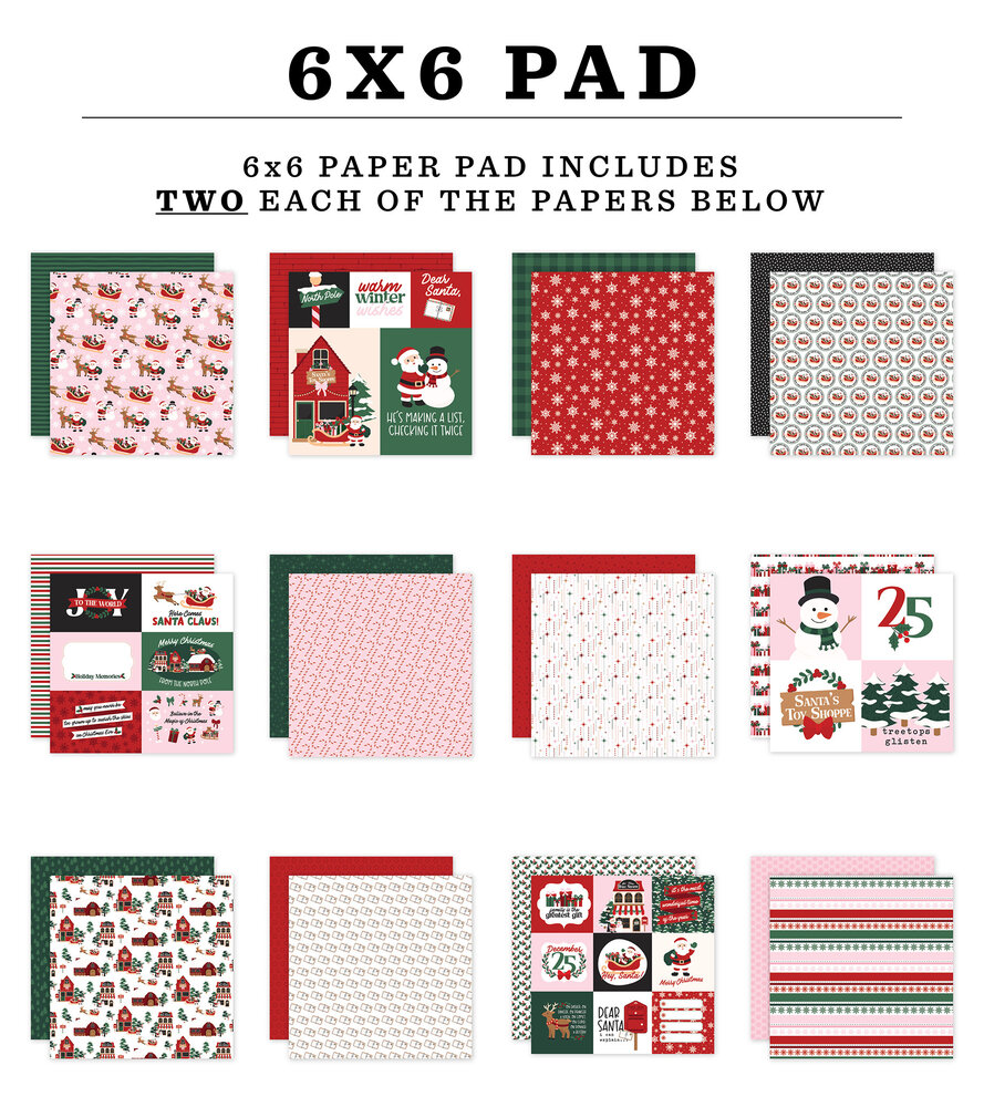 Echo Park North Pole Christmas 6x6 Inch Paper Pad (NPC515023) Echo Park North Pole Christmas 6x6 Inch Paper Pad (NPC515023)