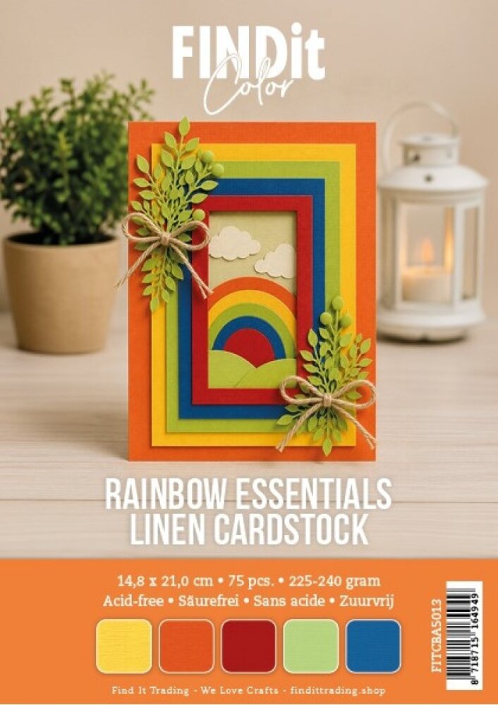 Find It Linen Cardstock A5 Rainbow Essentials (75pcs) (FITCBA5013) Find It Linen Cardstock A5 Rainbow Essentials (75pcs) (FITCBA5013)