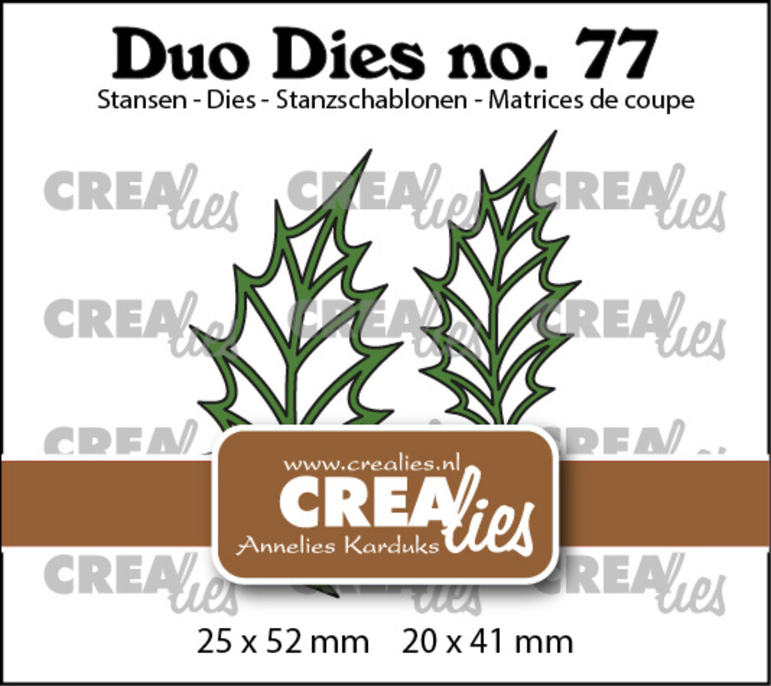 Crealies Duo Dies No. 77 Leaves 22 Open Holly Leaf (CLDD77)