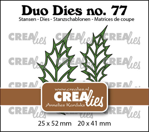 Crealies Duo Dies No. 77 Leaves 22 Open Holly Leaf (CLDD77)