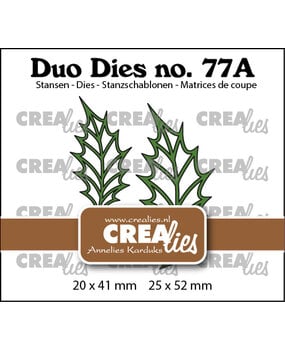 Crealies Duo Dies No. 77A Leaves 22 Open Holly Leaf (Mirror Image) (CLDD77A)