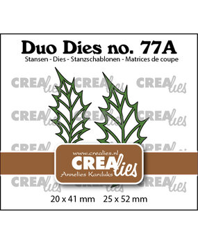 Crealies Duo Stansen No. 77A Bladeren 22 Open Hulstblad (Spiegelbeeld) (CLDD77A)