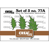 Crealies Set of 3 Dies No. 77A Leaves 22 Solid Holly with Stitchline (Mirror Image) (CLSet77A)
