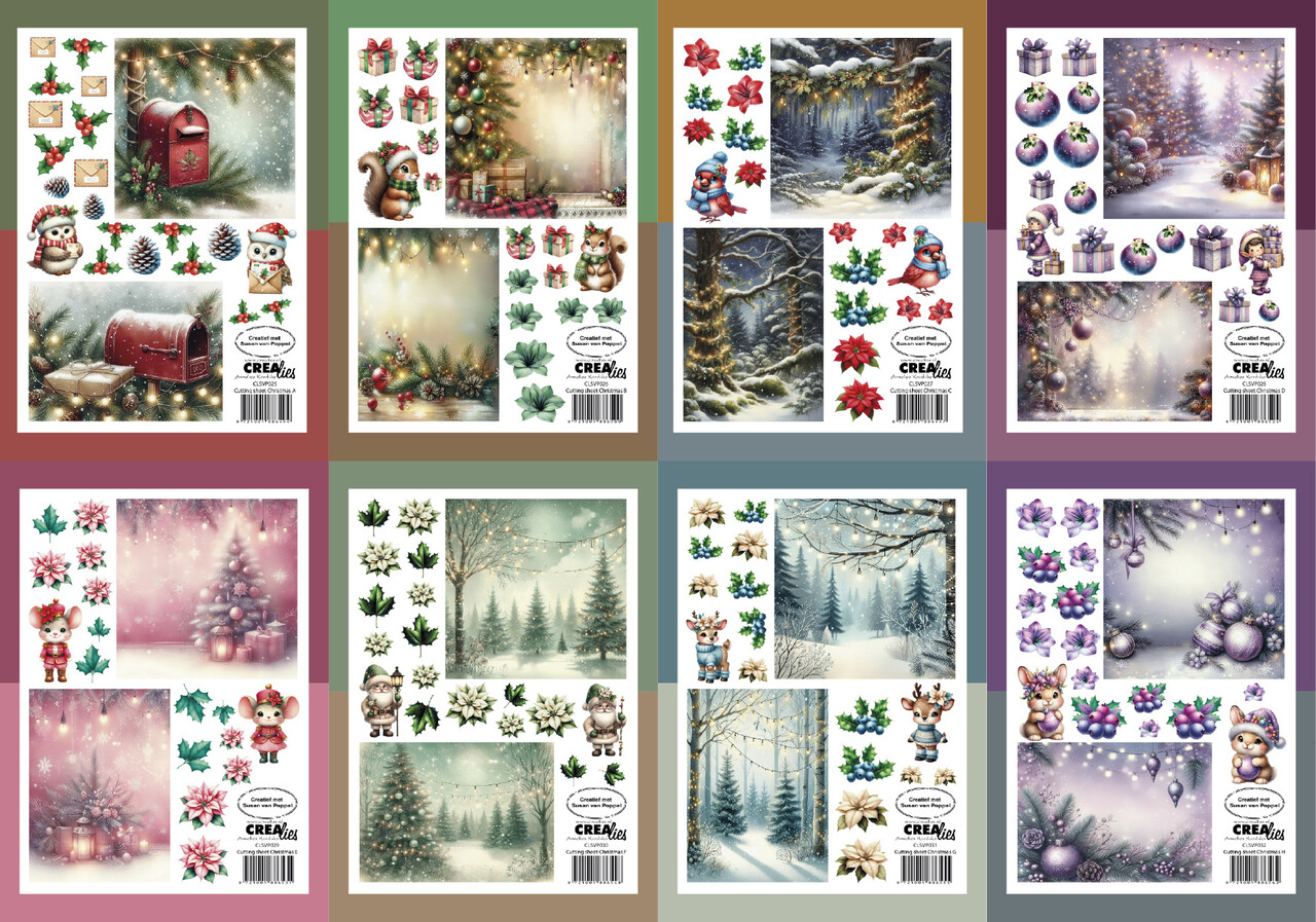 Crealies Bundel Cutting Sheets Christmas A-H (8pcs) (CLSVP904)