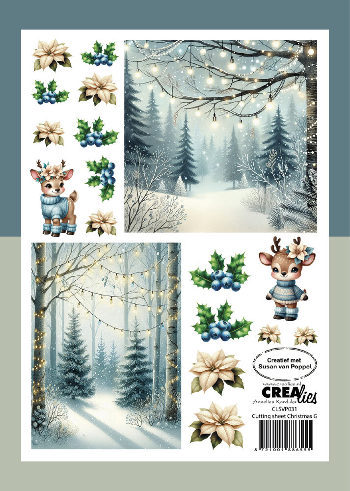 Crealies Cutting Sheets Papier Bundel Knipvellen Kerst A-H (8pcs) (CLSVP904)