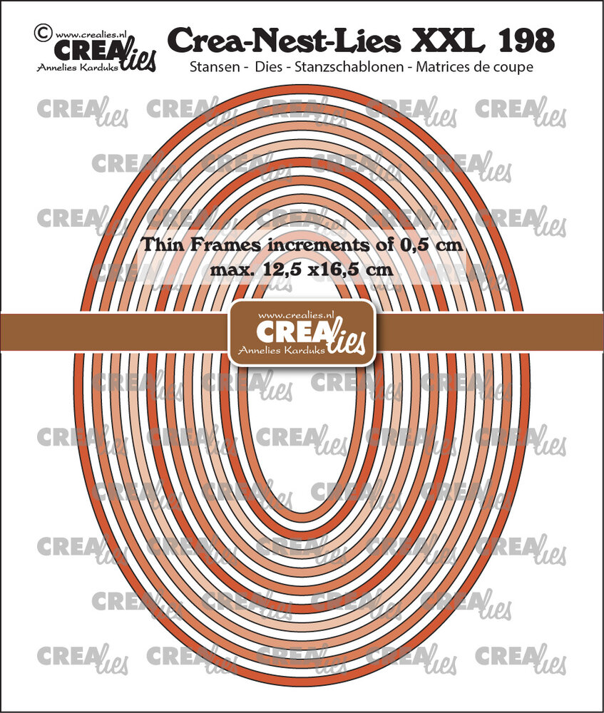 Crealies Crea-Nest-Lies XXL Stansen Dunne Kaders Ovalen Glad (CLNestXXL198)