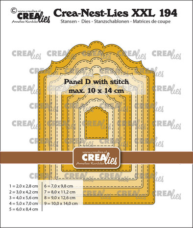 Crealies Crea-Nest-Lies XXL Dies Panel D with Stitch (CLNestXXL194)