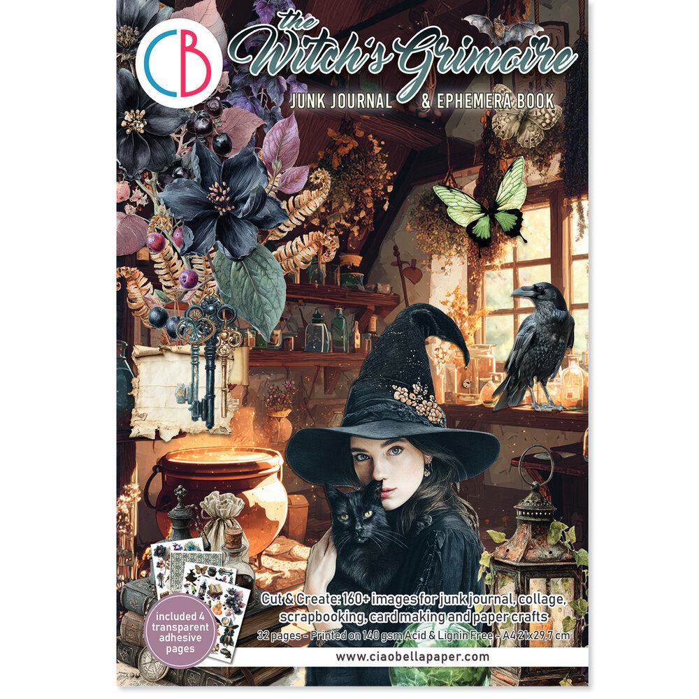 Ciao Bella The Witch's Grimoire A4 Junk Journal Ephemera Book (32pcs) (CBB029) Ciao Bella The Witch's Grimoire A4 Junk Journal Ephemera Book (32pcs) (CBB029)