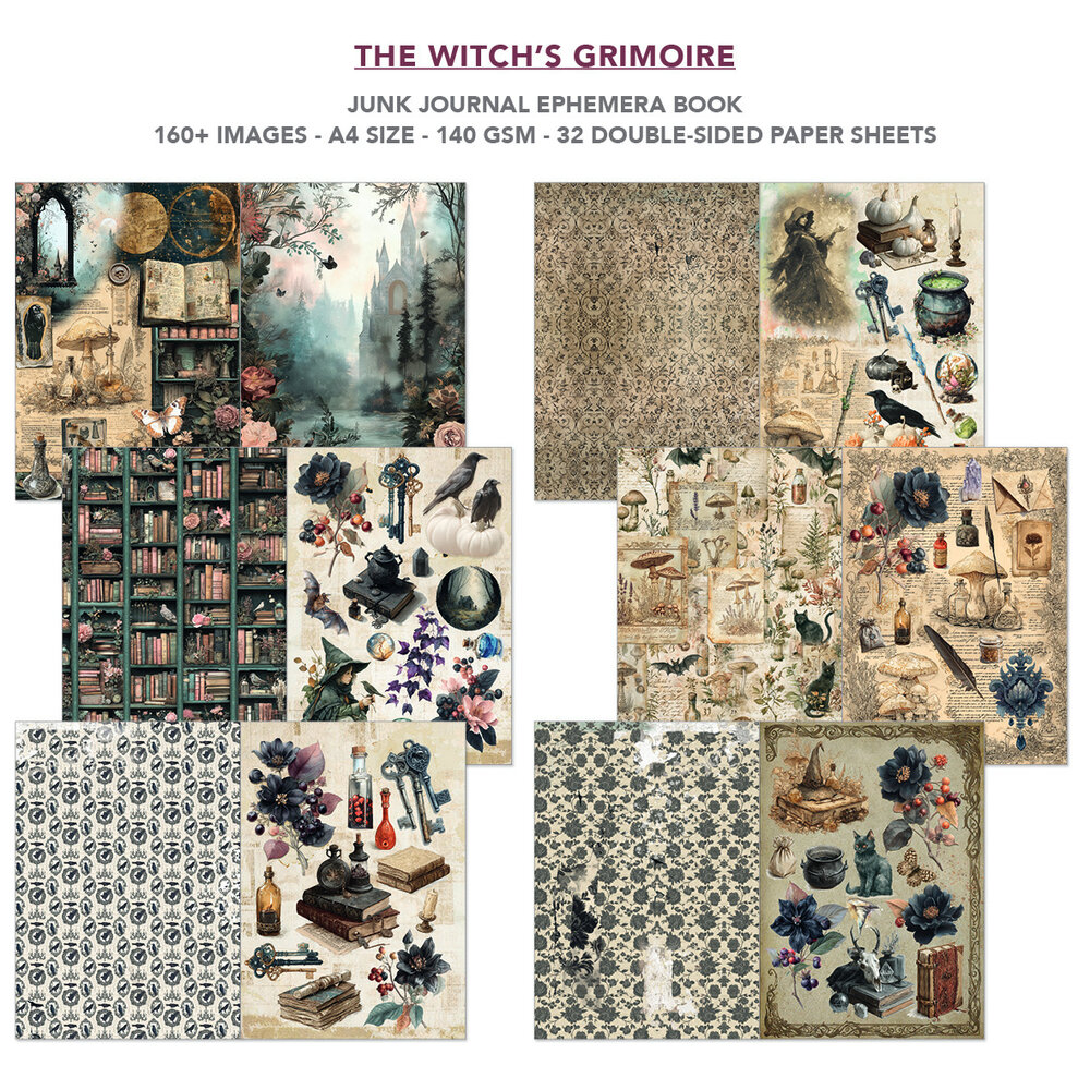 Ciao Bella The Witch's Grimoire A4 Junk Journal Ephemera Book (32pcs) (CBB029) Ciao Bella The Witch's Grimoire A4 Junk Journal Ephemera Book (32pcs) (CBB029)