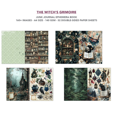 Ciao Bella The Witch's Grimoire A4 Junk Journal Ephemera Book (32pcs) (CBB029) Ciao Bella The Witch's Grimoire A4 Junk Journal Ephemera Book (32pcs) (CBB029)