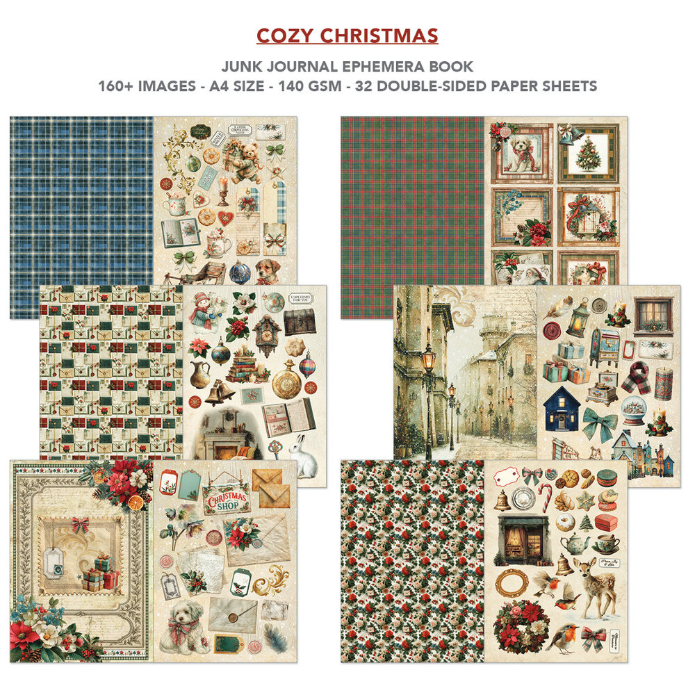 Ciao Bella Cozy Christmas A4 Junk Journal Ephemera Book (32pcs) (CBB031) Ciao Bella Cozy Christmas A4 Junk Journal Ephemera Book (32pcs) (CBB031)