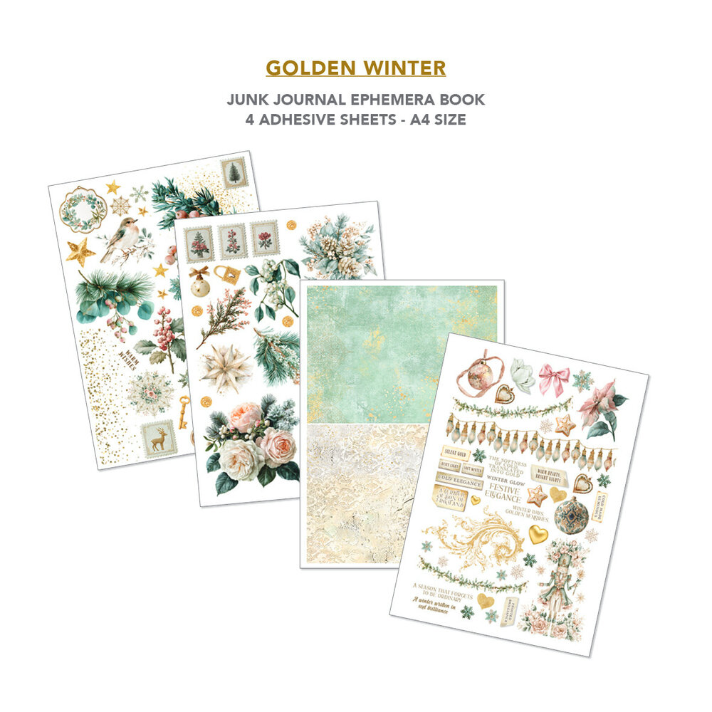 Ciao Bella Golden Winter A4 Junk Journal Ephemera Book (32pcs) (CBB032) Ciao Bella Golden Winter A4 Junk Journal Ephemera Book (32pcs) (CBB032)
