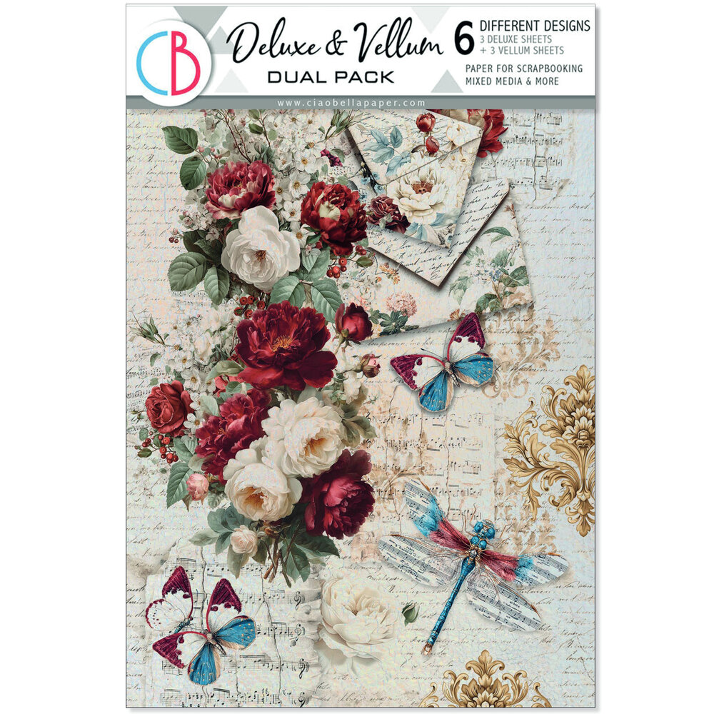 Ciao Bella Bohemian Burgundy A4 Deluxe Paper Silver & Vellum Dual Pack Mixed (6pcs) (CBX012) Ciao Bella Bohemian Burgundy A4 Deluxe Paper Silver & Vellum Dual Pack Mixed (6pcs) (CBX012)