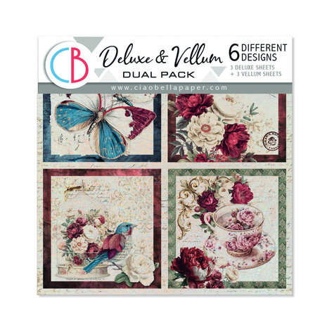 Ciao Bella Bohemian Burgundy 6x6 Inch Deluxe Paper Silver & Vellum Dual Pack Mixed (6pcs) (CBXQ012) Ciao Bella Bohemian Burgundy 6x6 Inch Deluxe Paper Silver & Vellum Dual Pack Mixed (6pcs) (CBXQ012)