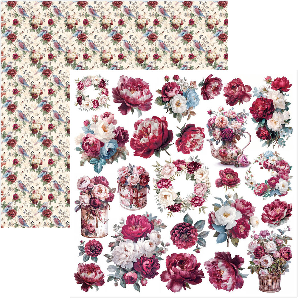 Ciao Bella Bohemian Burgundy 12x12 Inch Patterns Pad (8pcs) (CBT099) Ciao Bella Bohemian Burgundy 12x12 Inch Patterns Pad (8pcs) (CBT099)