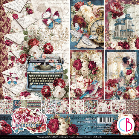 Ciao Bella Bohemian Burgundy 12x12 Inch Paper Pad (12pcs) (CBPM099) Ciao Bella Bohemian Burgundy 12x12 Inch Paper Pad (12pcs) (CBPM099)
