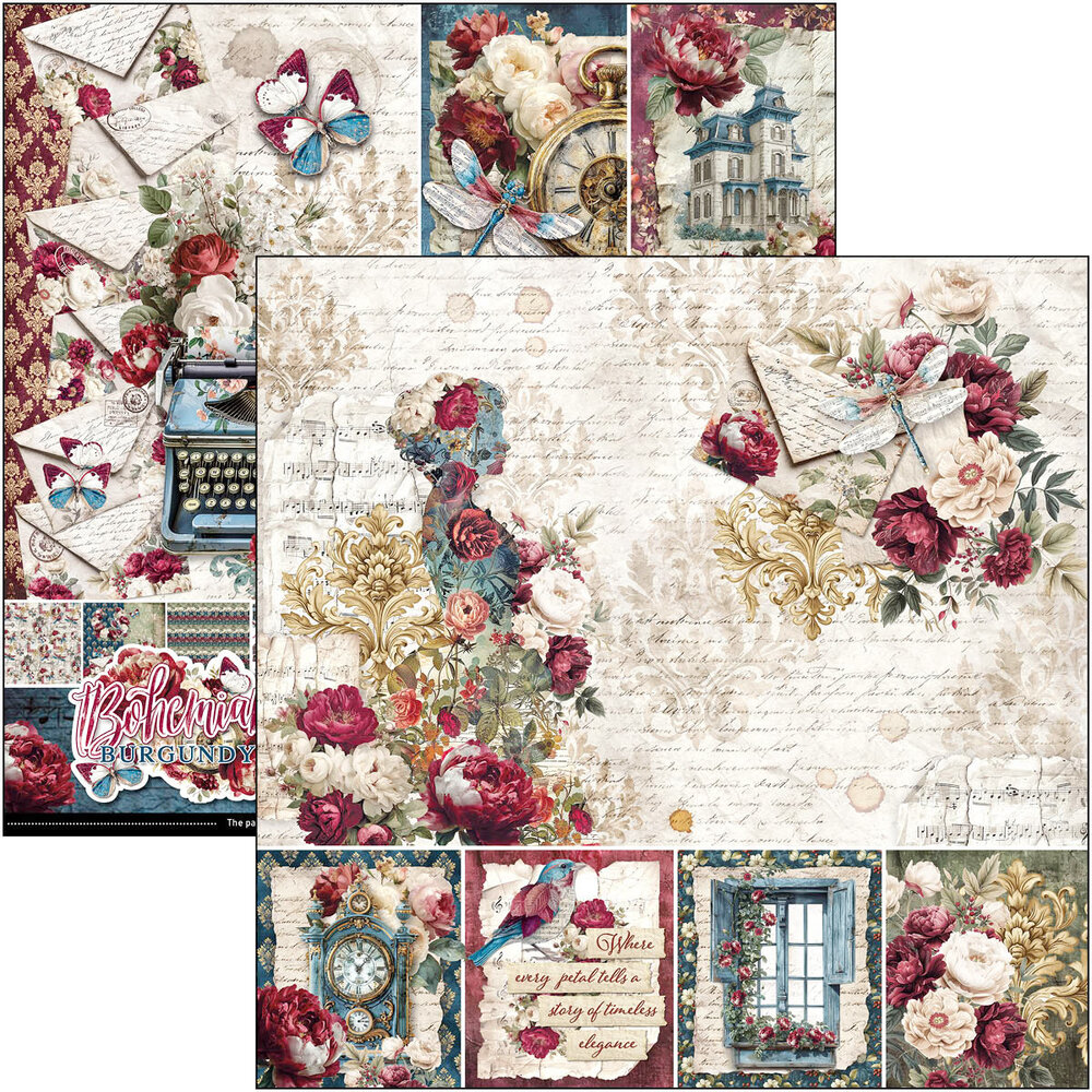 Ciao Bella Bohemian Burgundy 12x12 Inch Paper Pad (12pcs) (CBPM099) Ciao Bella Bohemian Burgundy 12x12 Inch Paper Pad (12pcs) (CBPM099)