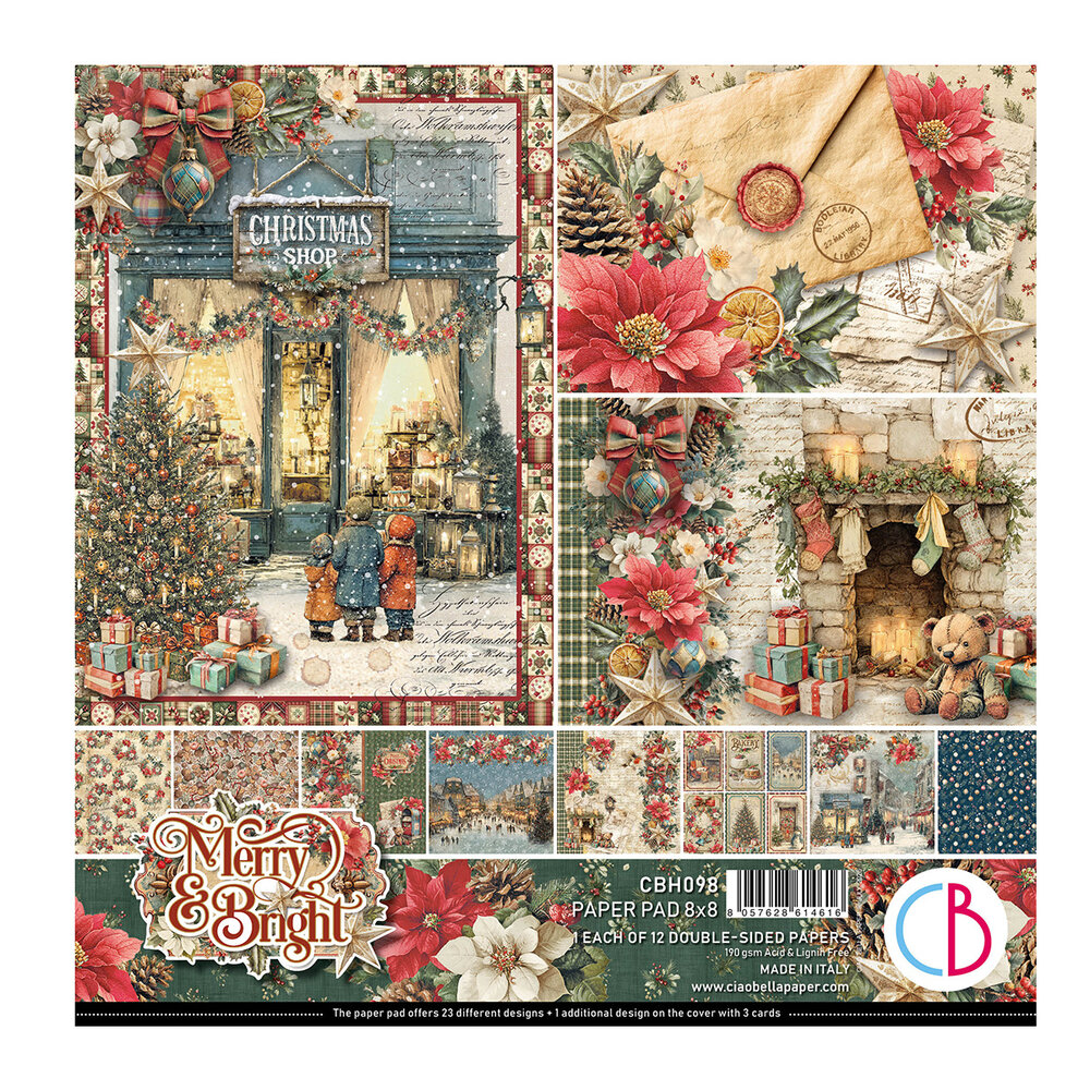 Ciao Bella Merry & Bright 8x8 Inch Paper Pad (12pcs) (CBH098) Ciao Bella Merry & Bright 8x8 Inch Paper Pad (12pcs) (CBH098)