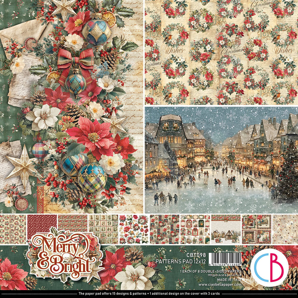Ciao Bella Merry & Bright 12x12 Inch Patterns Pad (8pcs) (CBT098) Ciao Bella Merry & Bright 12x12 Inch Patterns Pad (8pcs) (CBT098)