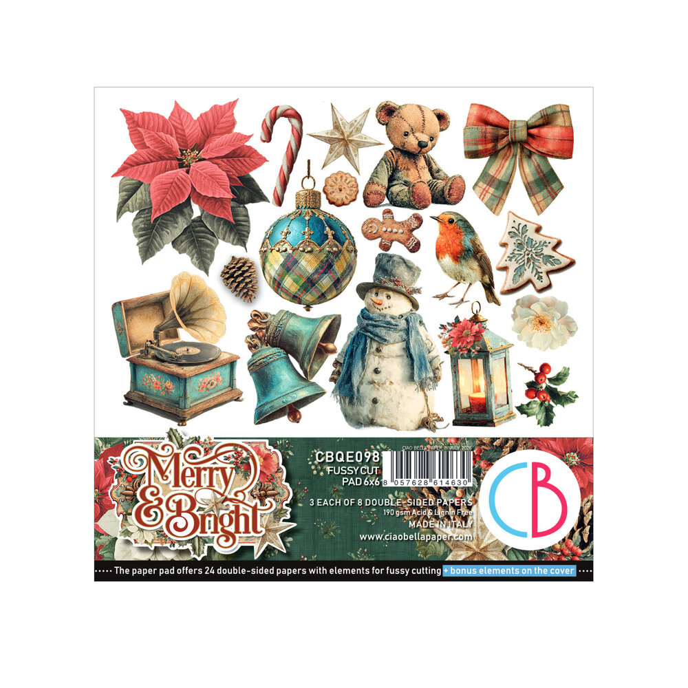 Ciao Bella Merry & Bright 6x6 Inch Fussy Cut Pad (24pcs) (CBQE098) Ciao Bella Merry & Bright 6x6 Inch Fussy Cut Pad (24pcs) (CBQE098)