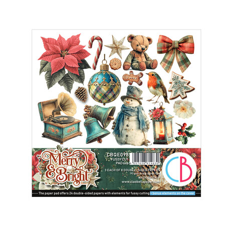 Ciao Bella Merry & Bright 6x6 Inch Fussy Cut Pad (24pcs) (CBQE098) Ciao Bella Merry & Bright 6x6 Inch Fussy Cut Pad (24pcs) (CBQE098)