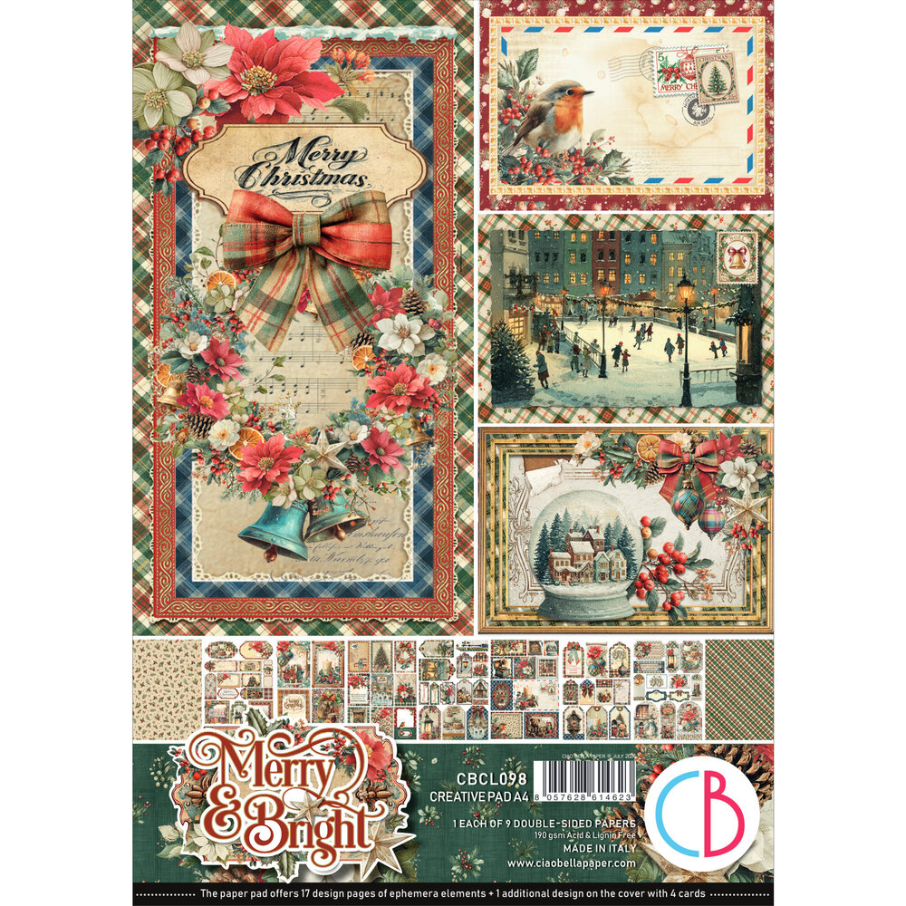 Ciao Bella Merry & Bright A4 Creative Pad (9pcs) (CBCL098) Ciao Bella Merry & Bright A4 Creative Pad (9pcs) (CBCL098)