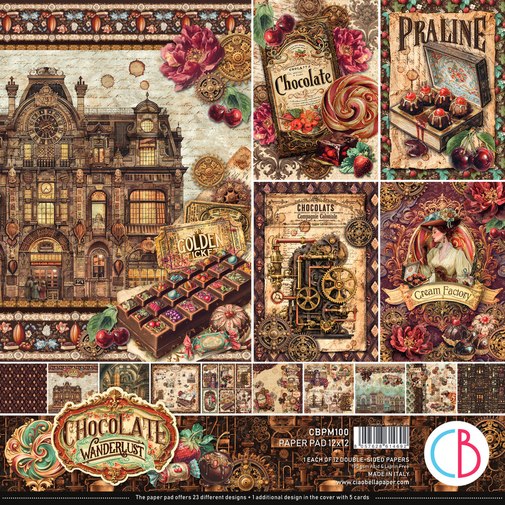 Ciao Bella The Chocolate Factory 12x12 Inch Paper Pad (12pcs) (CBPM100) Ciao Bella The Chocolate Factory 12x12 Inch Paper Pad (12pcs) (CBPM100)
