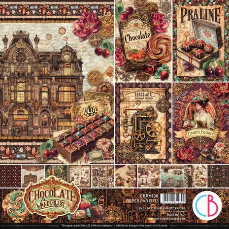 Ciao Bella The Chocolate Factory 12x12 Inch Paper Pad (12pcs) (CBPM100) Ciao Bella The Chocolate Factory 12x12 Inch Paper Pad (12pcs) (CBPM100)