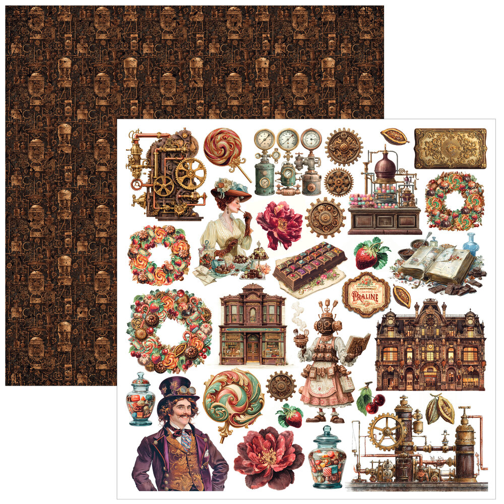 Ciao Bella The Chocolate Factory 12x12 Inch Paper Pad (12pcs) (CBPM100) Ciao Bella The Chocolate Factory 12x12 Inch Paper Pad (12pcs) (CBPM100)