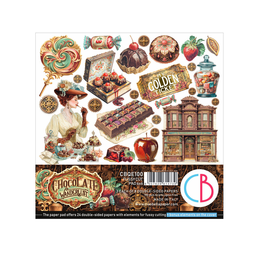 Ciao Bella The Chocolate Factory 6x6 Inch Fussy Cut Pad (24pcs) (CBQE100) Ciao Bella The Chocolate Factory 6x6 Inch Fussy Cut Pad (24pcs) (CBQE100)