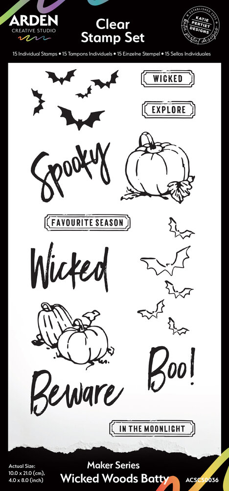 Arden Creative Studio Maker Series 4x8 Inch Clear Stamp Set Wicked Woods Batty by Katie Pertiet (ACSCS0036) Arden Creative Studio Maker Series 4x8 Inch Clear Stamp Set Wicked Woods Batty by Katie Pertiet (ACSCS0036)