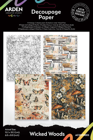 Arden Creative Studio Wicked Woods 6x8 Inch Decoupage Paper (12pcs) by Katie Pertiet (ACSDP0005) Arden Creative Studio Wicked Woods 6x8 Inch Decoupage Paper (12pcs) by Katie Pertiet (ACSDP0005)