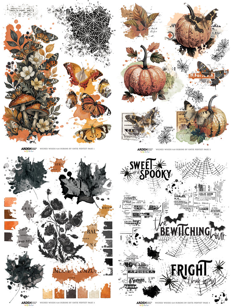 Arden Creative Studio Wicked Woods 6x8 Inch Rub-On Transfer Set by Katie Pertiet (ACSRO0012) Arden Creative Studio Wicked Woods 6x8 Inch Rub-On Transfer Set by Katie Pertiet (ACSRO0012)
