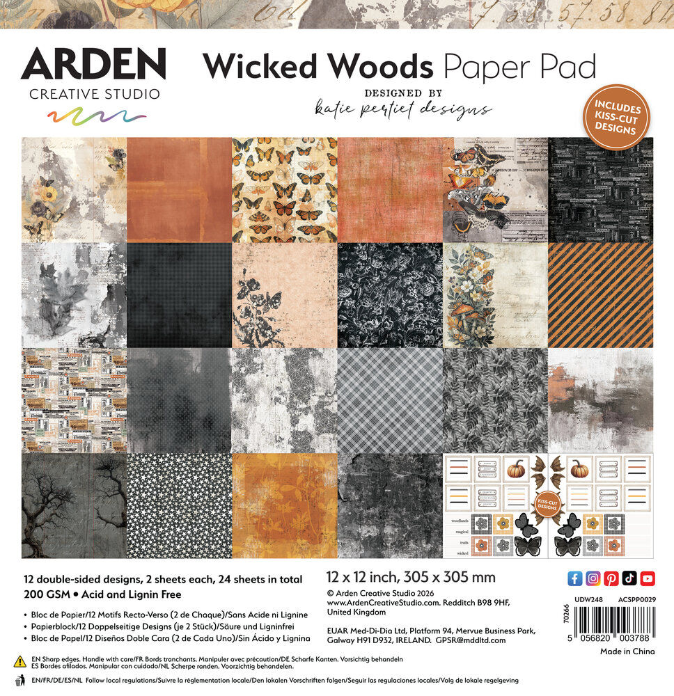 Arden Creative Studio Wicked Woods 12x12 Inch Paper Pad by Katie Pertiet (ACSPP0029)