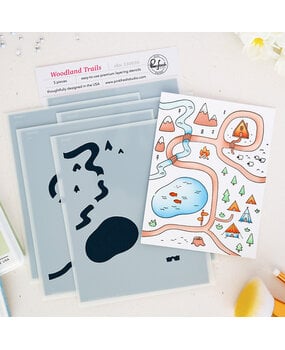 Pinkfresh Studio Quiet Moments Stencil Woodland Trails by Inna Moreva (330026)