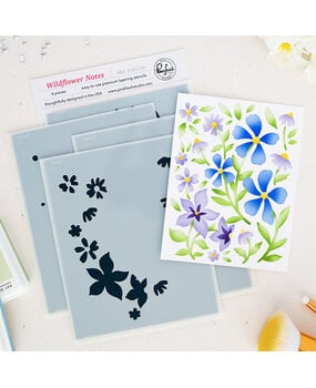 Pinkfresh Studio Quiet Moments Stencil Wildflower Notes by Inna Moreva (330526)