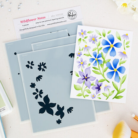 Pinkfresh Studio Quiet Moments Stencil Wildflower Notes by Inna Moreva (330526) Pinkfresh Studio Quiet Moments Stencil Wildflower Notes by Inna Moreva (330526)