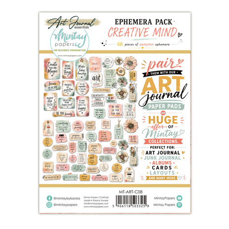 Mintay Art Journal Ephemera Pack Creative Mind (68pcs) (MT-ART-C08) Mintay Art Journal Ephemera Pack Creative Mind (68pcs) (MT-ART-C08)