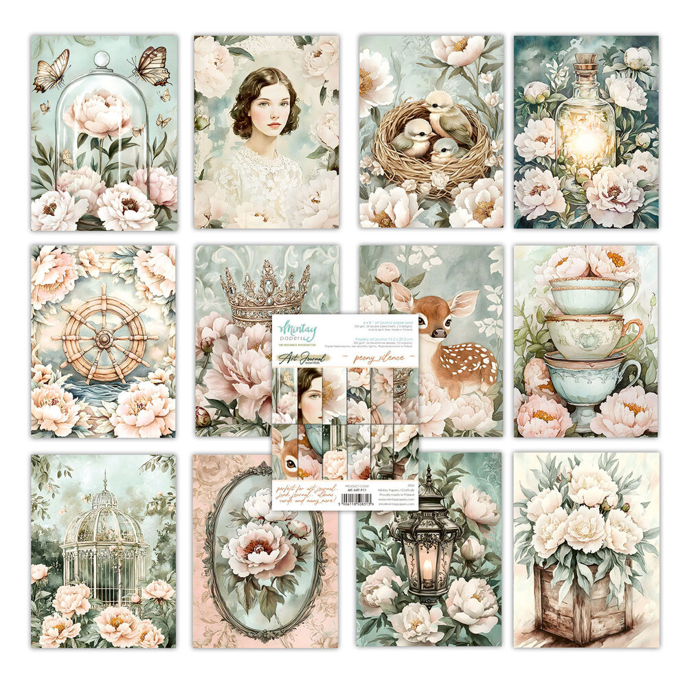 Mintay Art Journal Paper Pad 6x8 Inch Peony Silence (MT-ART-P11) Mintay Art Journal Paper Pad 6x8 Inch Peony Silence (MT-ART-P11)