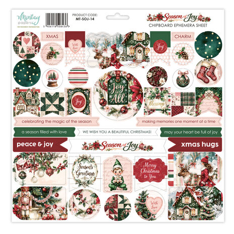 Mintay Season of Joy 12x12 Inch Chipboard Ephemera Sheet (MT-SOJ-14)