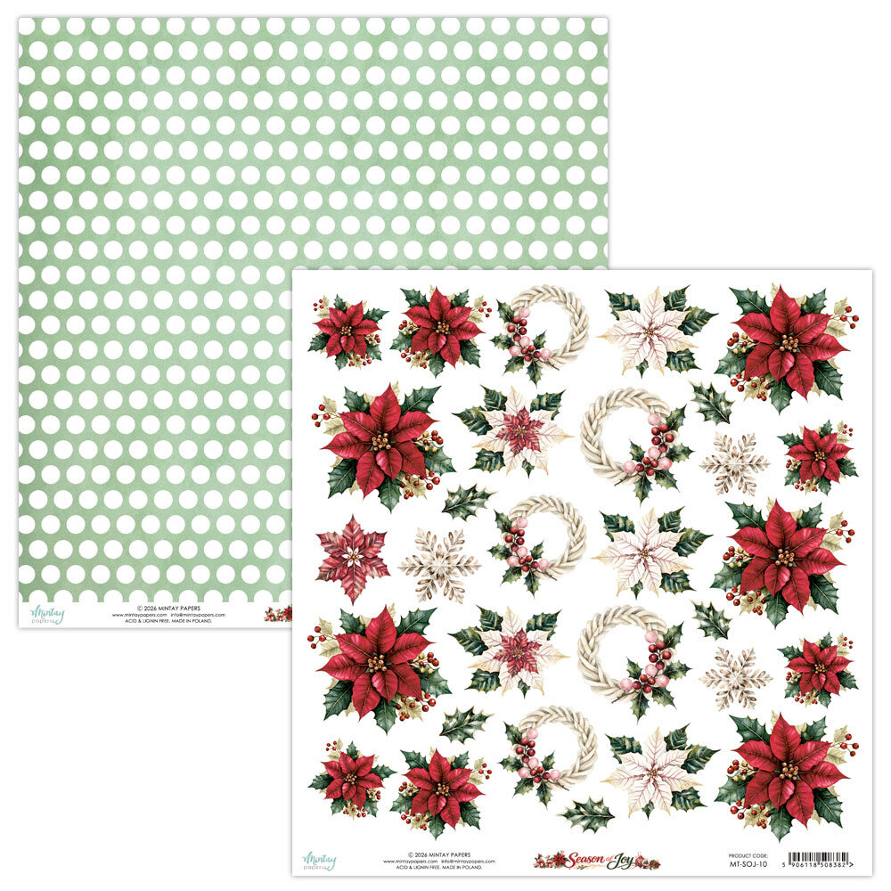 Mintay Season of Joy 12x12 Inch Fussy Cut Floral Paper (MT-SOJ-10) Mintay Season of Joy 12x12 Inch Fussy Cut Floral Paper (MT-SOJ-10)