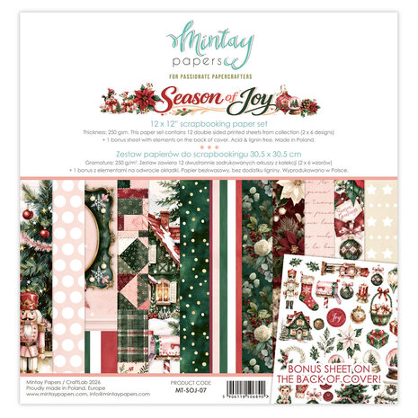Mintay Season of Joy 12x12 Inch Scrapbooking Paper Set (MT-SOJ-07) Mintay Season of Joy 12x12 Inch Scrapbooking Paper Set (MT-SOJ-07)